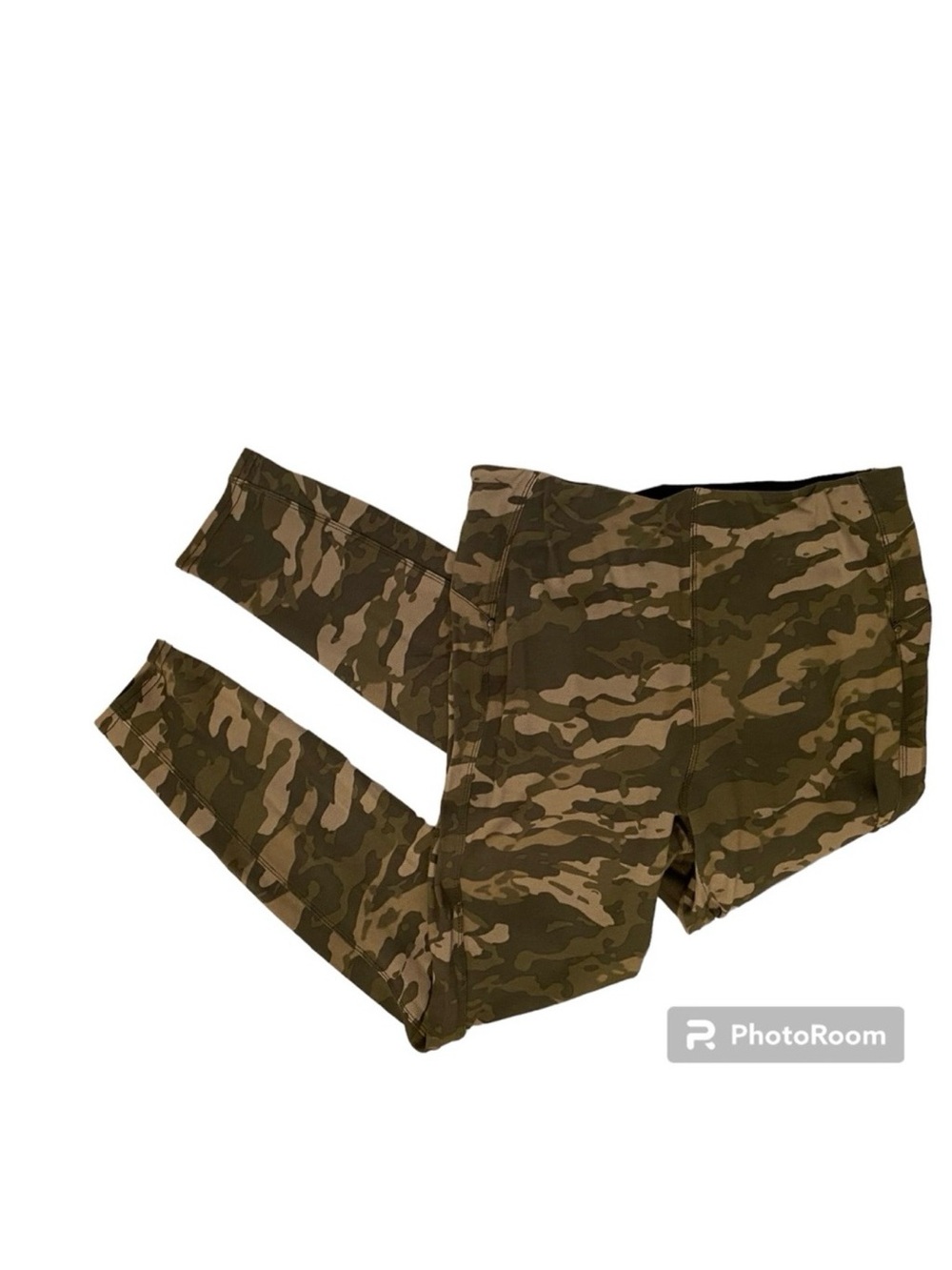 LYSSE PANTS LEGGINGS GREEN CAMOUFLAGE PATTERN PULL ON BACK POCKETS SIZE M